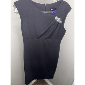 SLNY Women’s Gray One Shoulder Cocktail Dress Size 10 Rhinestone Accent